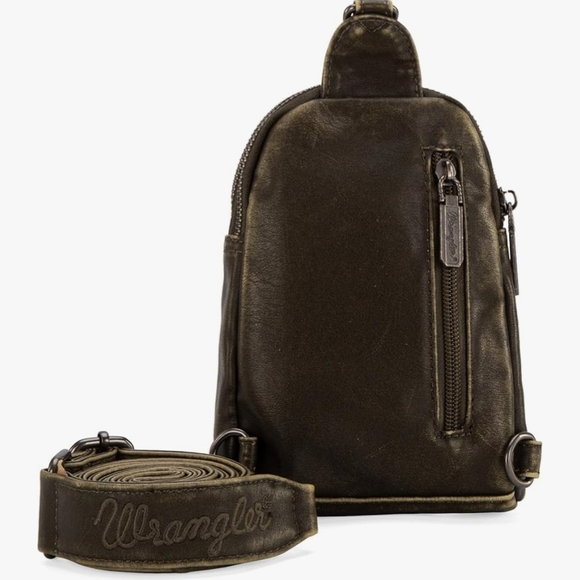 Wrangler Green and Brown Mini Bag with Teardrop Design - Picture 5 of 7